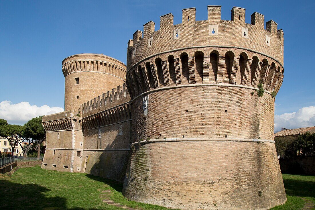 castle and tower in the village of Ostia Antica,near Rome,Italy.