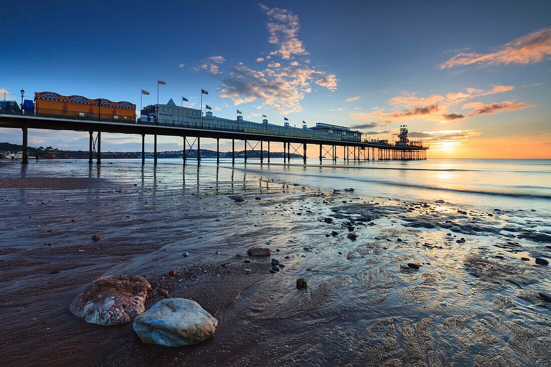 Boulders on Paignton Beach captured shortly after sunrise on a morning in mid September.