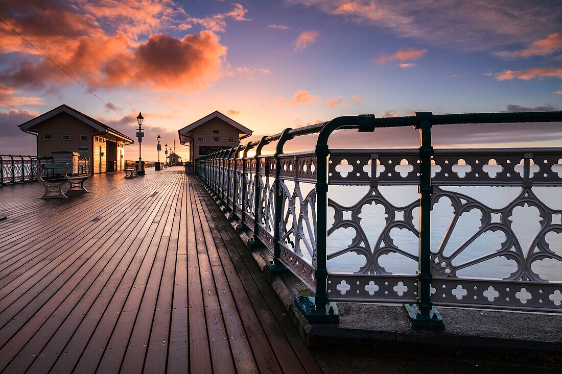 Sunrise captured from the Victorian Pier at Penarth in South Wales.