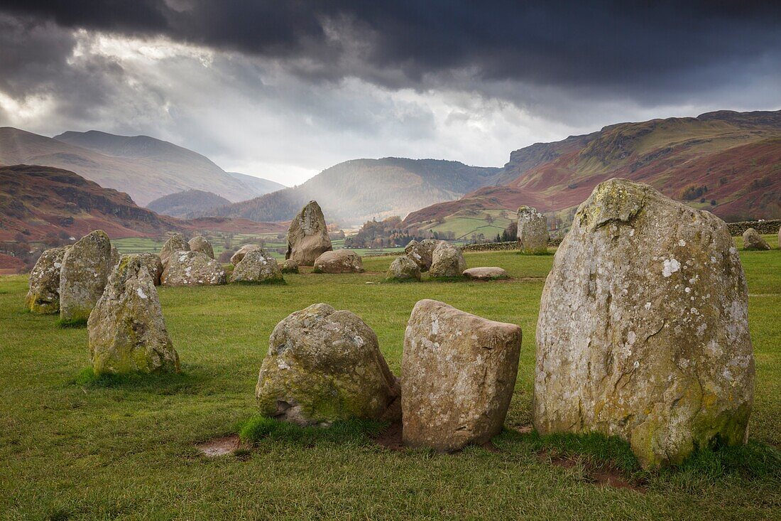 Castlerigg Stone Circle in the Lake District National Park,captured on an atmospheric morning in early November.