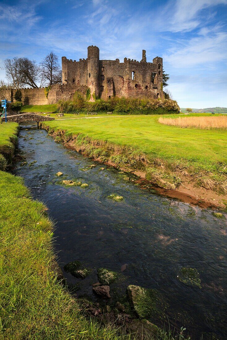 The medieval castle at Laugharne in Carmathernshire,catptured on a sunny evening in mid April.