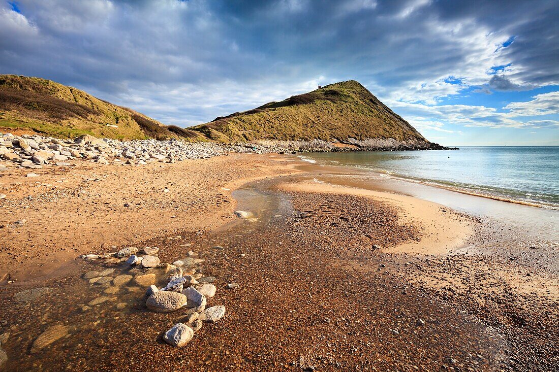 Worbarrow Tout in the Lulworth Firing Range,captured from the beach where the Tynham Valley reaches Worbarrow Bay,on the Isle of Purbeck in South Dorset.