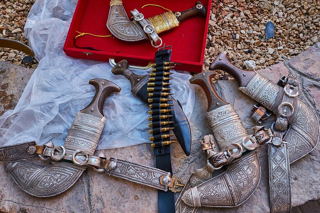 Sultanate of Oman,Ad-Dakhiliyah Region,Nizwa,the dagger (khandjar) market.