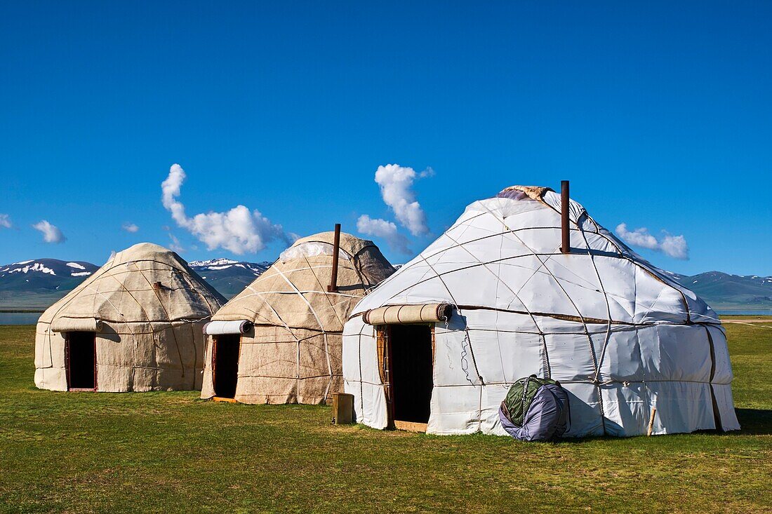 Kyrgyzstan,Naryn province,Song Kol lake,Kirghiz nomad's yurt camp.