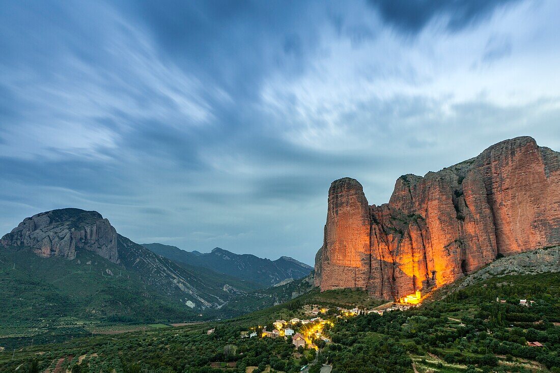 Mallos de Riglos at sunset,Riglos,La Hoya,Huesca,Spain.