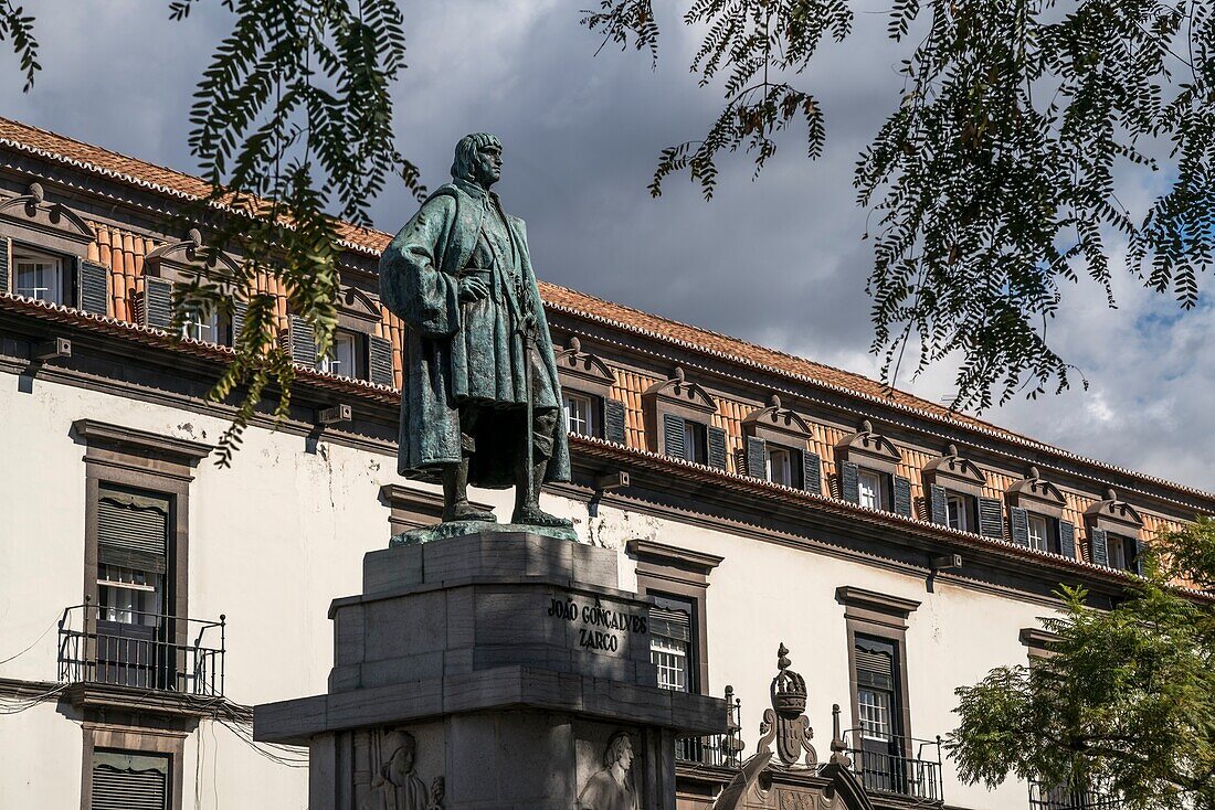 Statue von Joao Goncalves Zarco, Funchal, Madeira, Portugal, Europa.