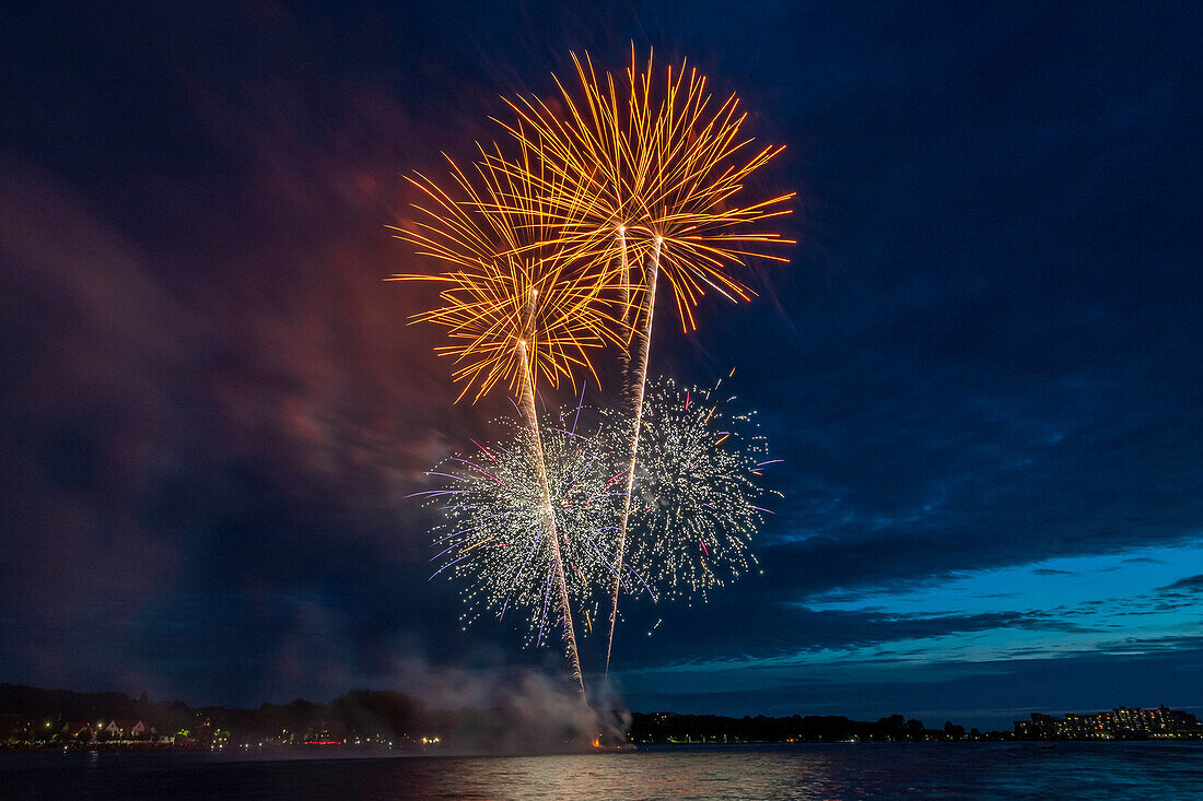 Fireworks in Heiligenhafen, Baltic Sea, Ostholstein, Schleswig-Holstein, Germany
