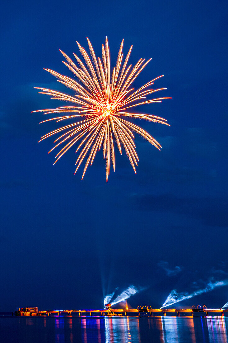 Fireworks in Kellenhusen, Kellenhusen, Baltic Sea, Ostholstein, Schleswig-Holstein, Germany