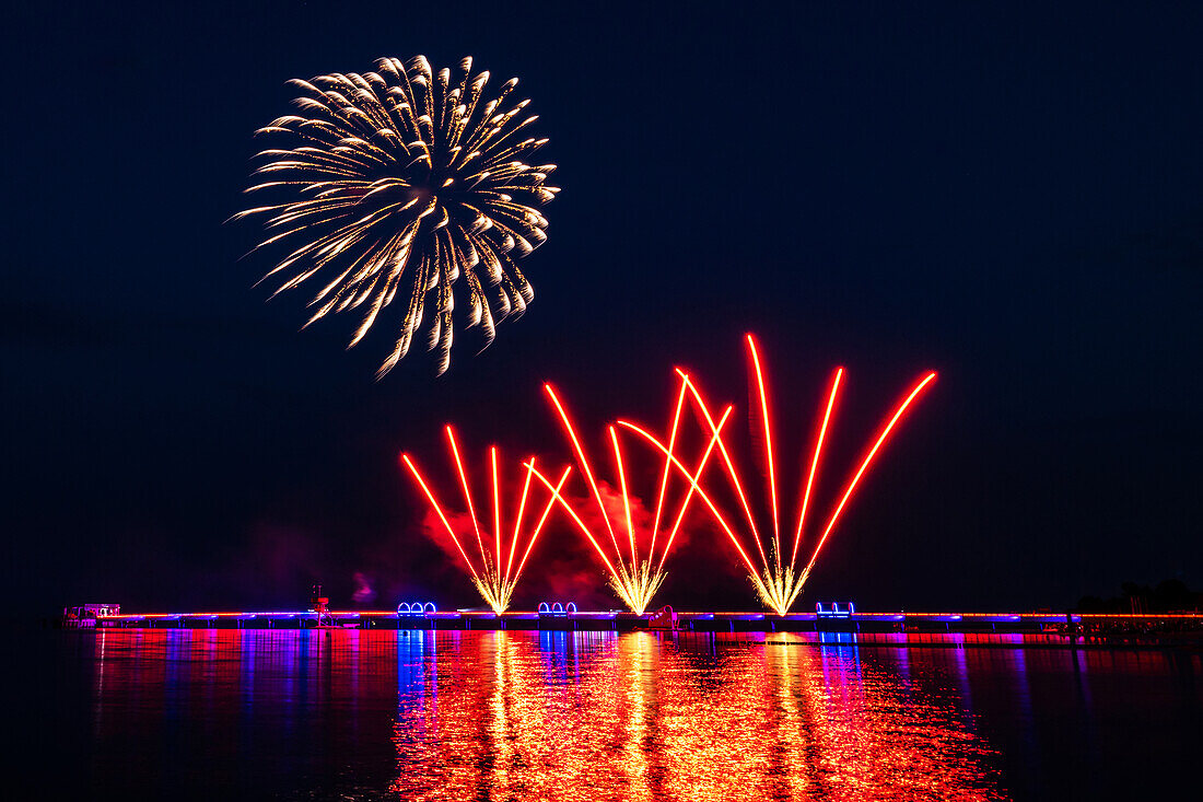 Fireworks in Kellenhusen, Kellenhusen, Baltic Sea, Ostholstein, Schleswig-Holstein, Germany