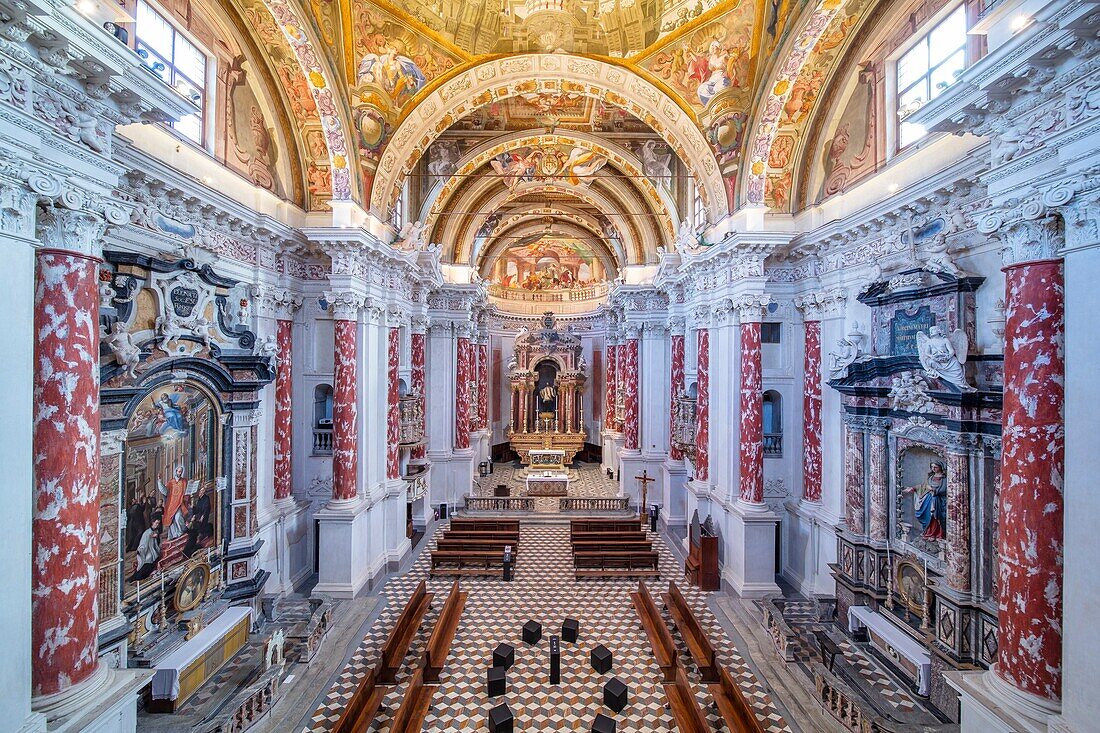 Church of San Francesco Project by Giovenale Boetto and frescoes by Andrea Pozzo, Mondovi, Cuneo, Piedmont, Italy, Europe