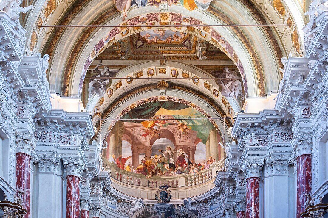Church of San Francesco Project by Giovenale Boetto and frescoes by Andrea Pozzo, Mondovi, Cuneo, Piedmont, Italy, Europe