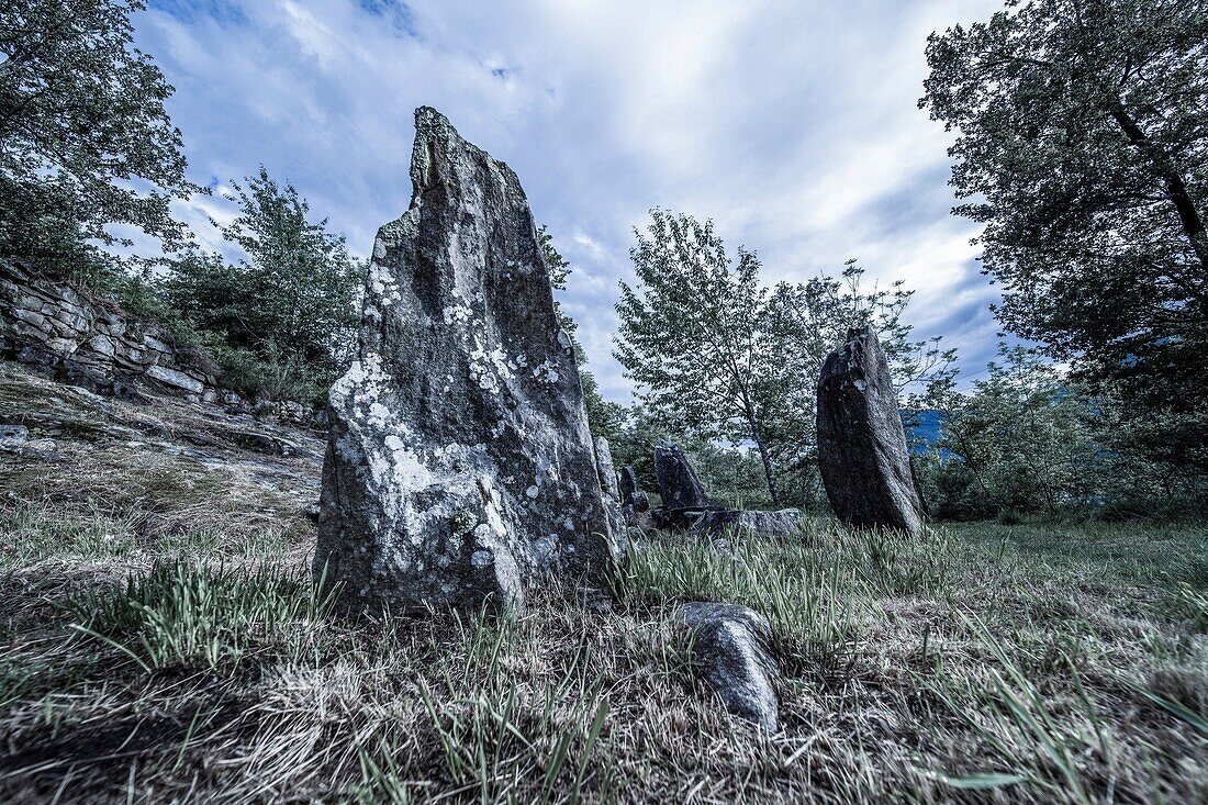 Megalithic finds in the hamlet of Croppola, Montecrestese, Val d'Ossola, V.C.O. (Verbano-Cusio-Ossola), Piedmont, Italy, Europe