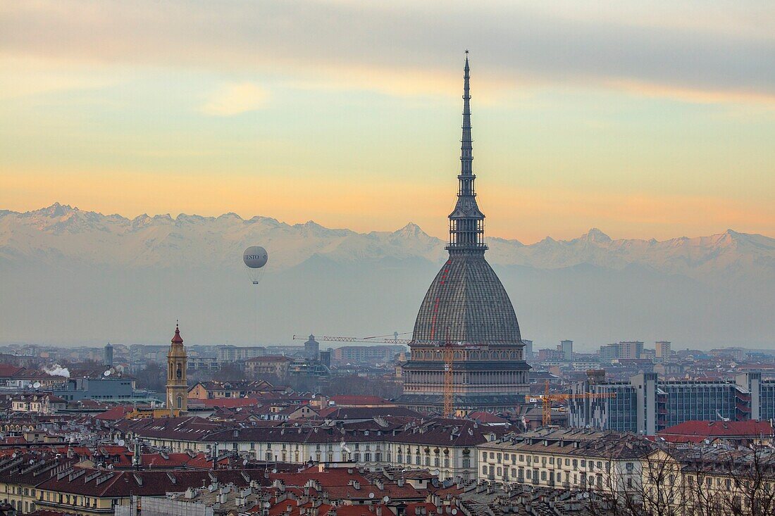 Blick vom Monte dei Cappuccini, Turin, Piemont, Italien, Europa