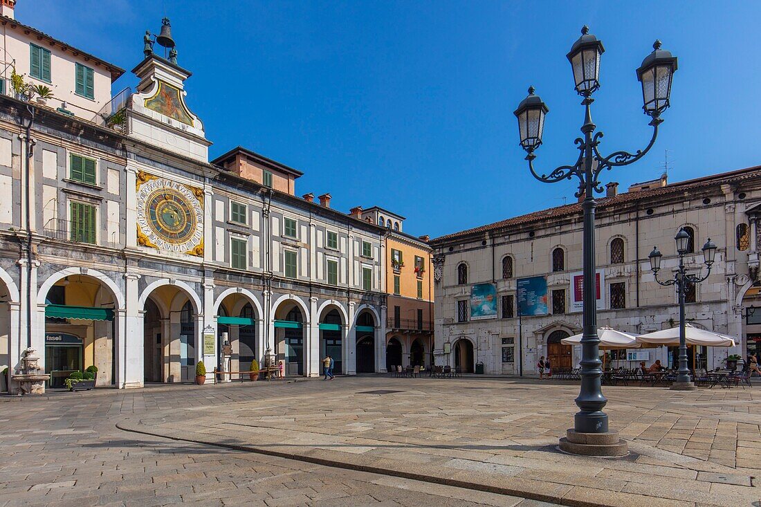 Clock tower, Piazza della Loggia, Brescia, Lombardia (Lombardy), Italy, Europe
