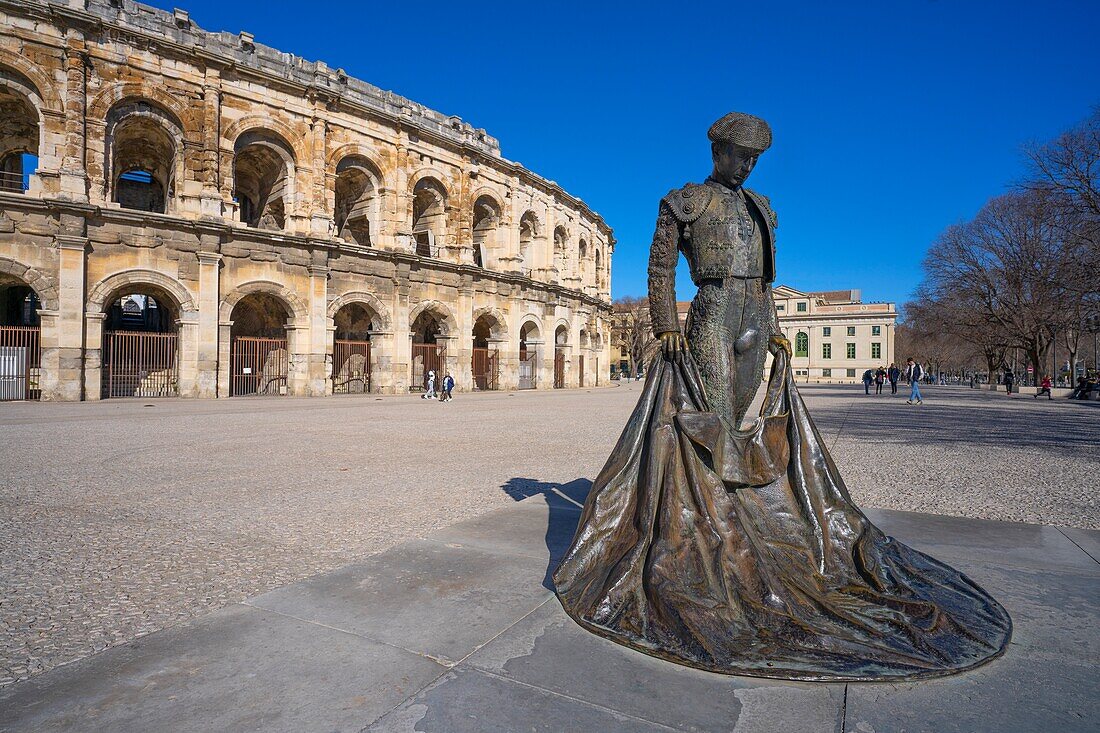 Die Arena von Nimes, römisches Amphitheater, Nimes, Gard, Okzitanien, Frankreich, Europa