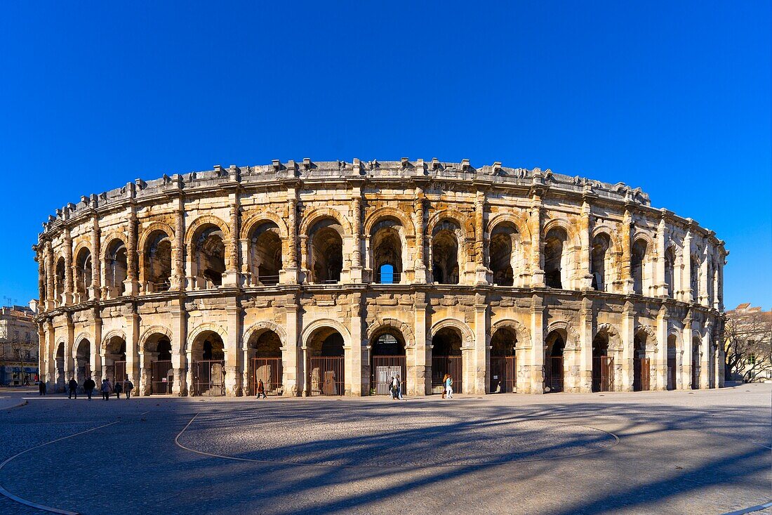 Die Arena von Nimes, römisches Amphitheater, Nimes, Gard, Okzitanien, Frankreich, Europa