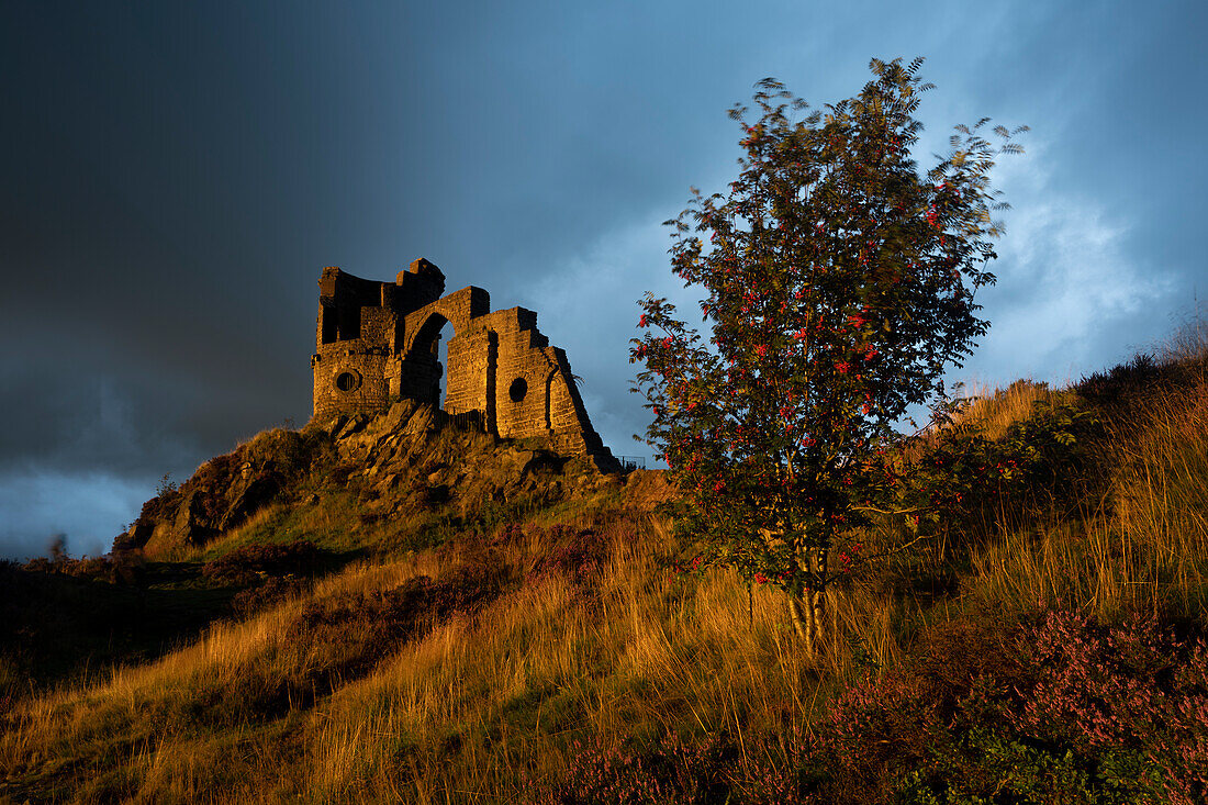 Mow Cop folly ruins at Mow Cop, Cheshire, England, United Kingdom, Europe