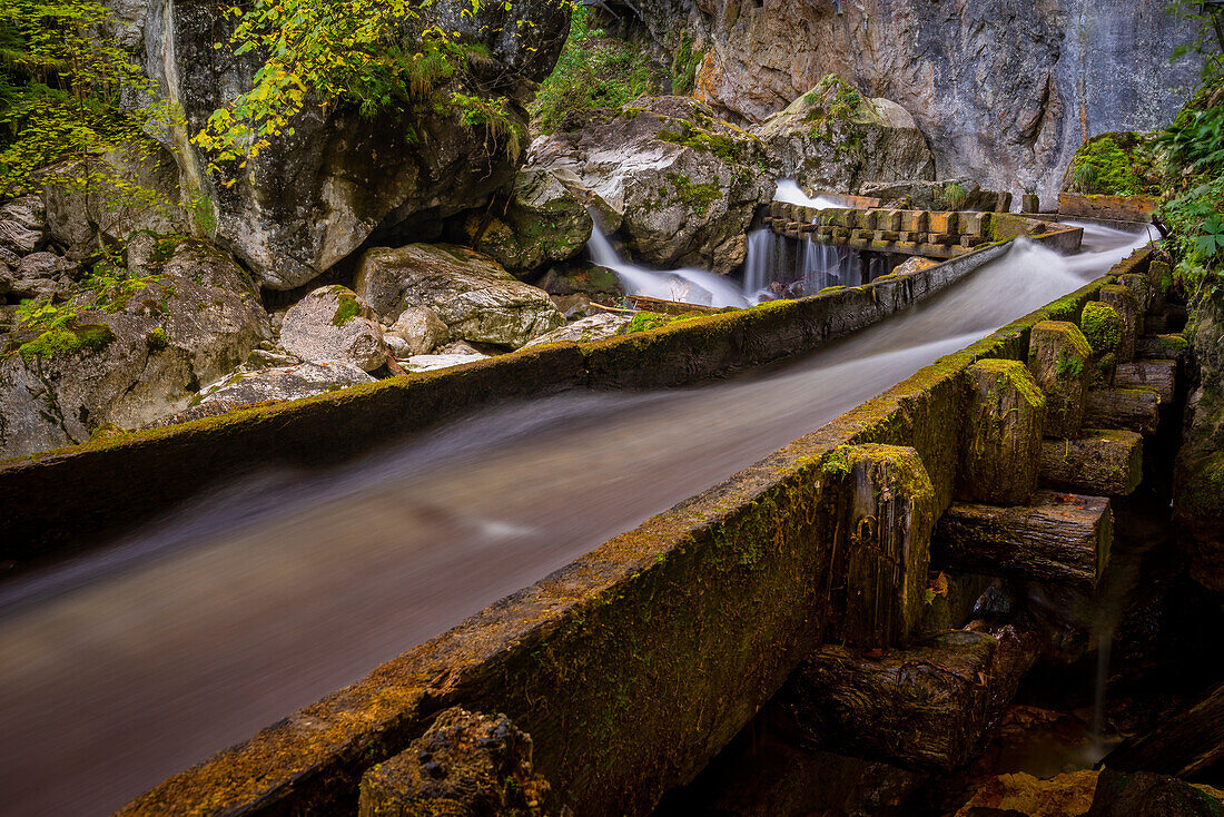 In der wildromantsichen Pöllatschlucht, Ammergebirge, Allgäu, Bayern, Deutschland, Europa                        