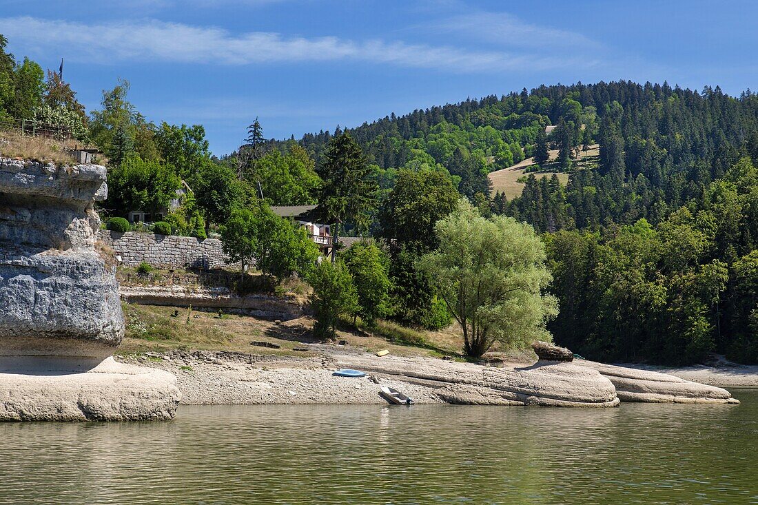 in the steps of the 'orlogeur', morteau region, boat ride on the doubs from besancon to the swiss border, (25) doubs, region bourgogne-franche-comte, france