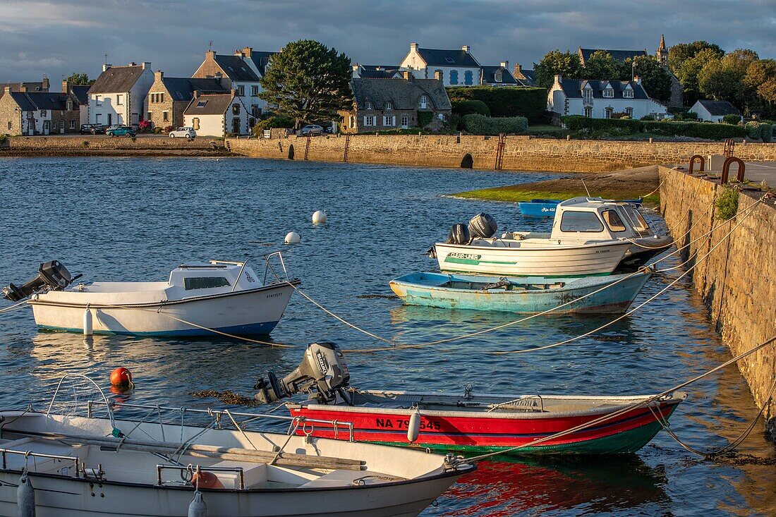 small fishing port in front of saint-cado island, belz, morbihan, brittany, france