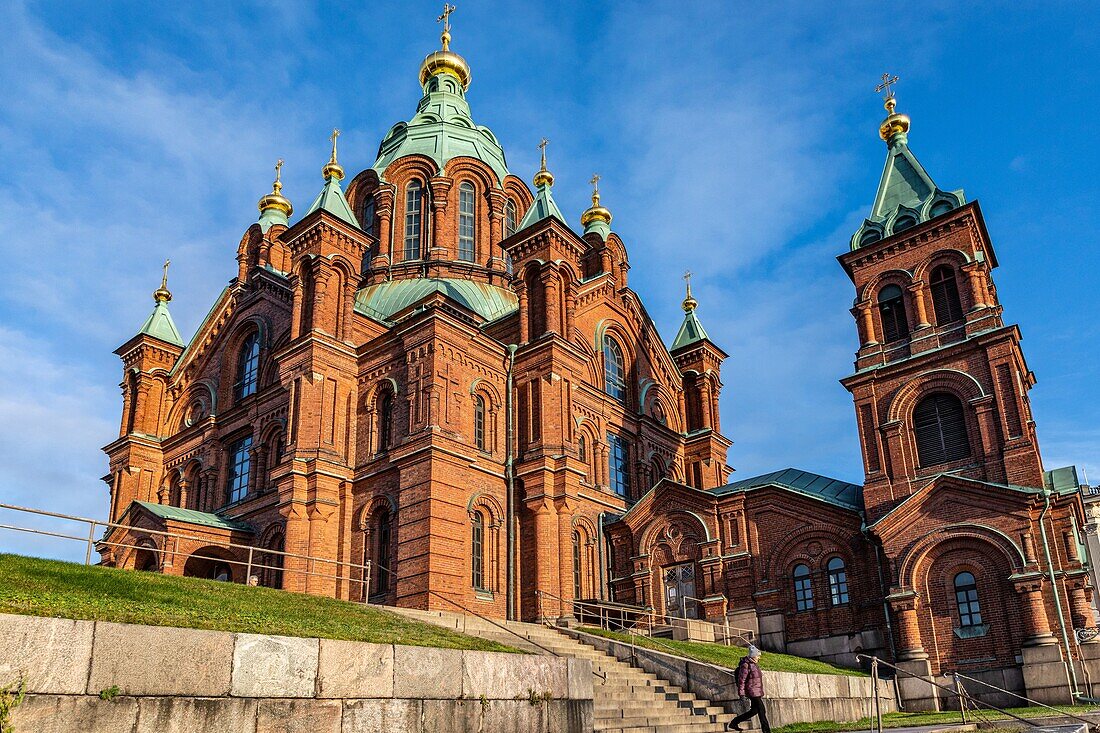 Die Glockentürme der Uspenski-Kathedrale, Zentrum der finnisch-ostorthodoxen Kirche, Helsinki, Finnland, Europa