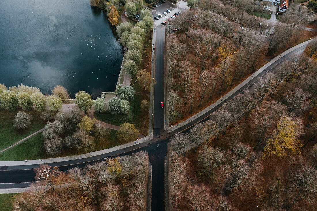 Sweden, Malmoe, Overhead view of roads crossingÊPildammsparken