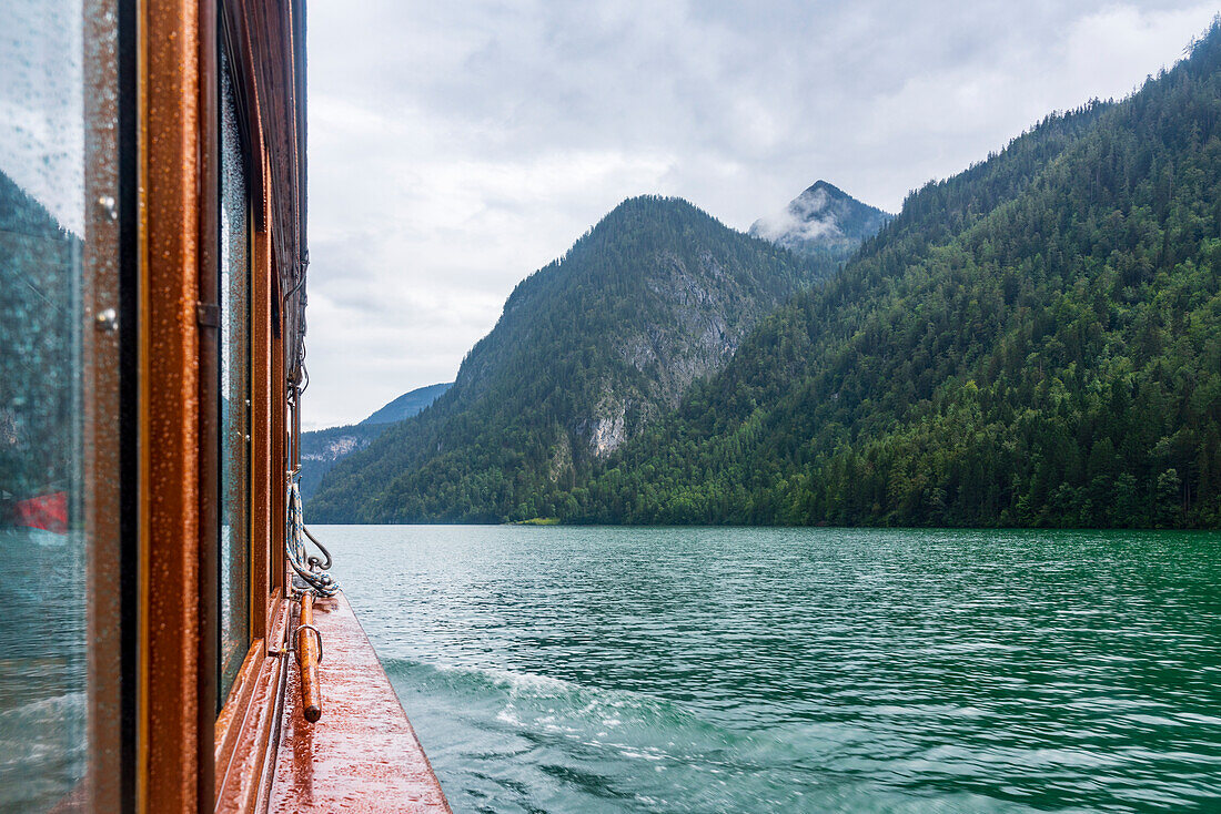 Germany, Bavaria, Historic electric ferry on Koenigsee