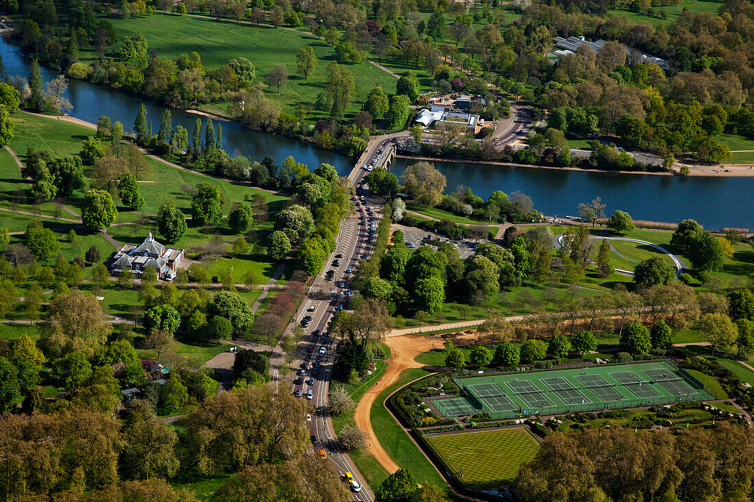 Großbritannien, London, Luftaufnahme des Hyde Park und der Serpentine