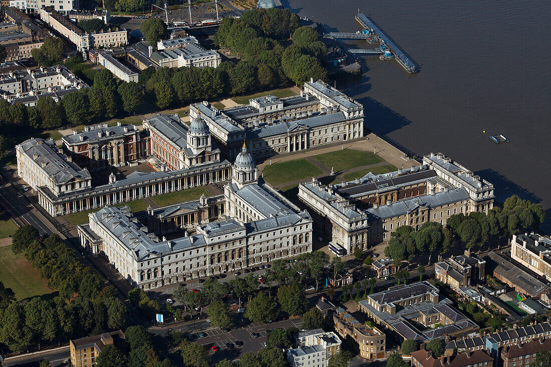 UK, London, Aerial view of National Maritime Museum in Greenwich