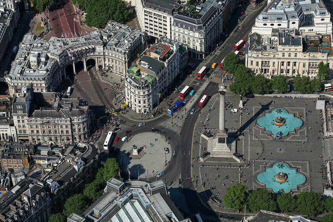 UK, London, Aerial view of Trafalgar Square