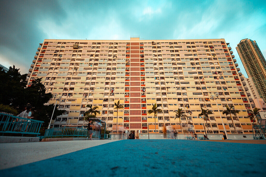 View of residential building with swimming pool in Hong Kong