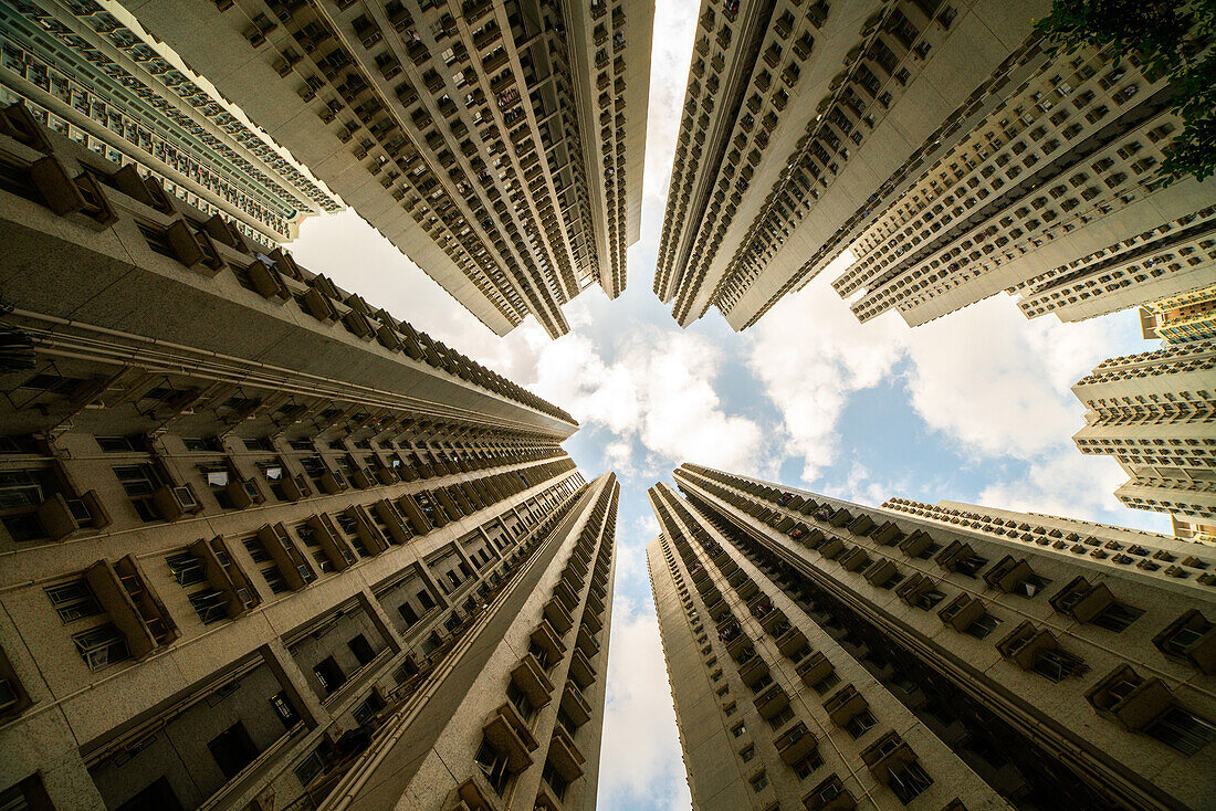 Außenansicht von Wohngebäuden in Hongkong