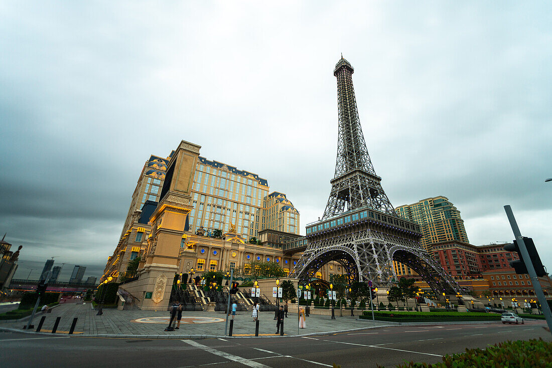 View of Eiffel Tower with Parisian Hotel in Macao