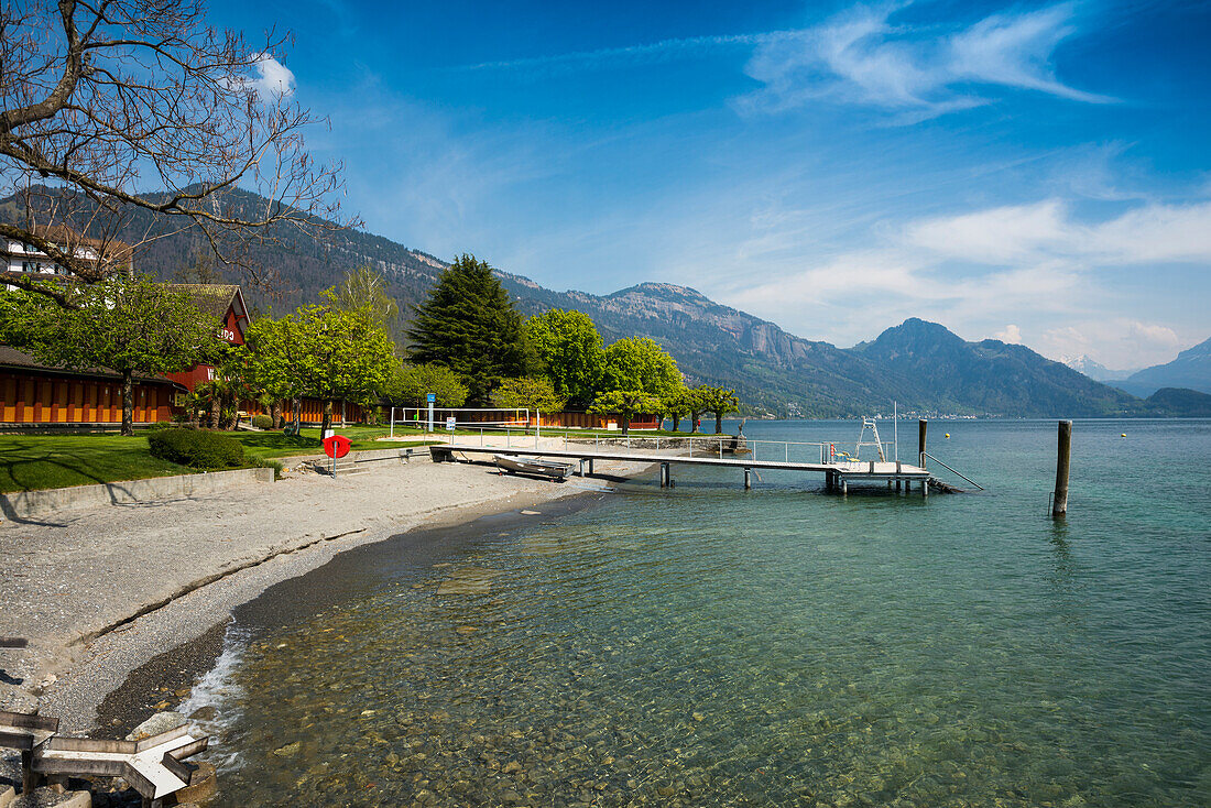 Strandbad, Weggis, Vierwaldstättersee, Kanton Luzern, Schweiz