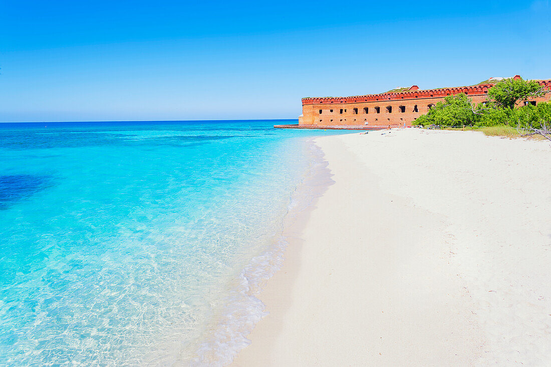 Sandy beach, Fort Jefferson, Dry Tortugas National Park, Florida, United States of America, North America