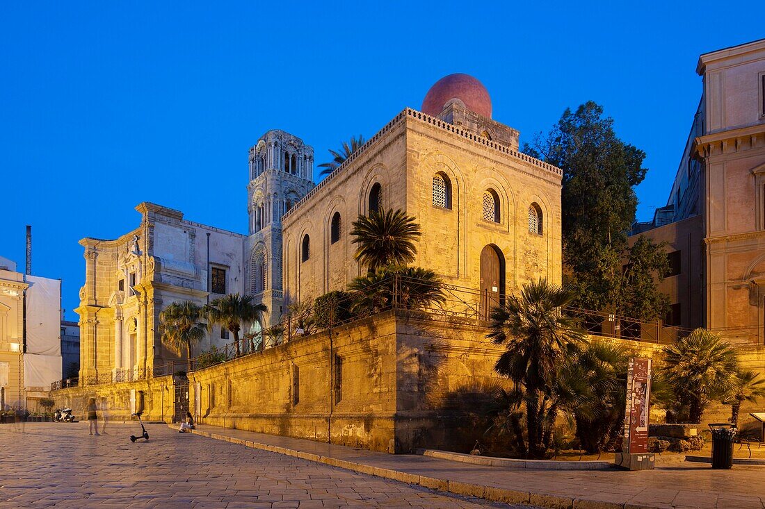 San Cataldo Church and Saint Mary of the Admiral Church (La Matorana), UNESCO World Heritage Site, Palermo, Sicily, Italy, Europe