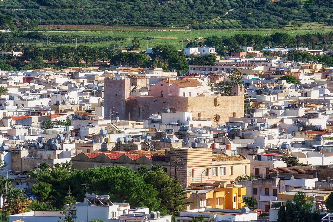 High angle view of San Vito Lo Capo historic district, San Vito Lo Capo, Sicily, Italy, Mediterranean, Europe