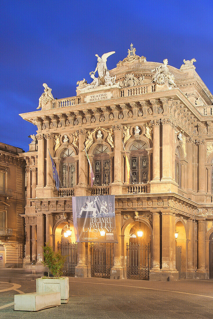 Piazza Bellini and Bellini Theater, Catania, Sicily, Italy, Europe