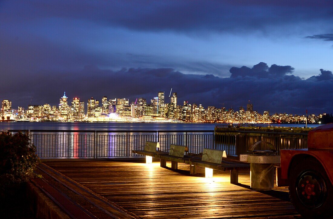 Evening view of downtown from North Vancouver, British Columbia, West Canada