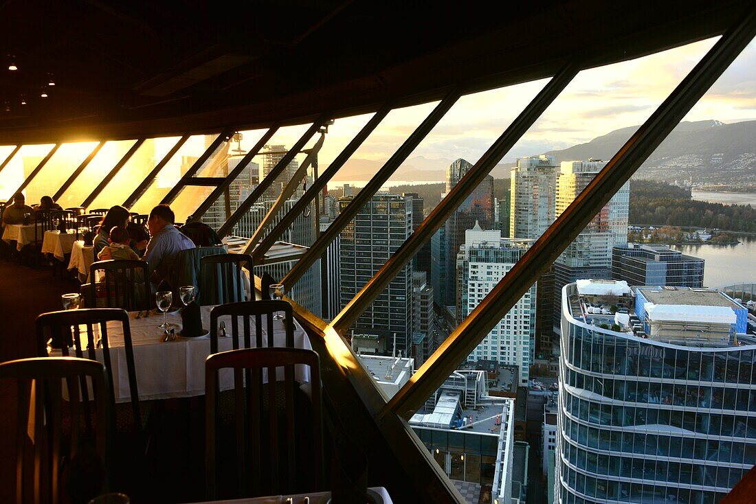 Revolving Restaurant with West View, Harbor Centre, Vancouver, British Columbia, Canada