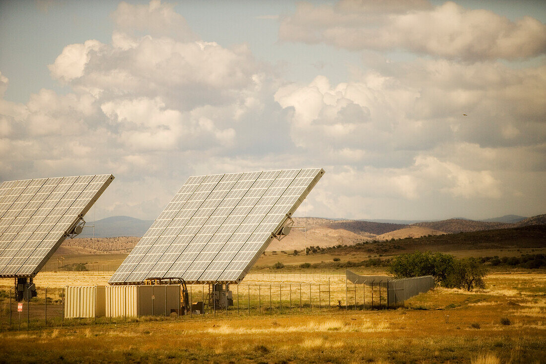 Solar panels at solar energy power plant