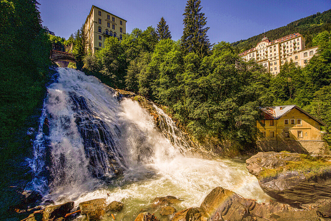 Unterer Wasserfall im Gasteinertal, Grandhotel de l'Europe, Bad Gastein, Salzburger Land, Österreich