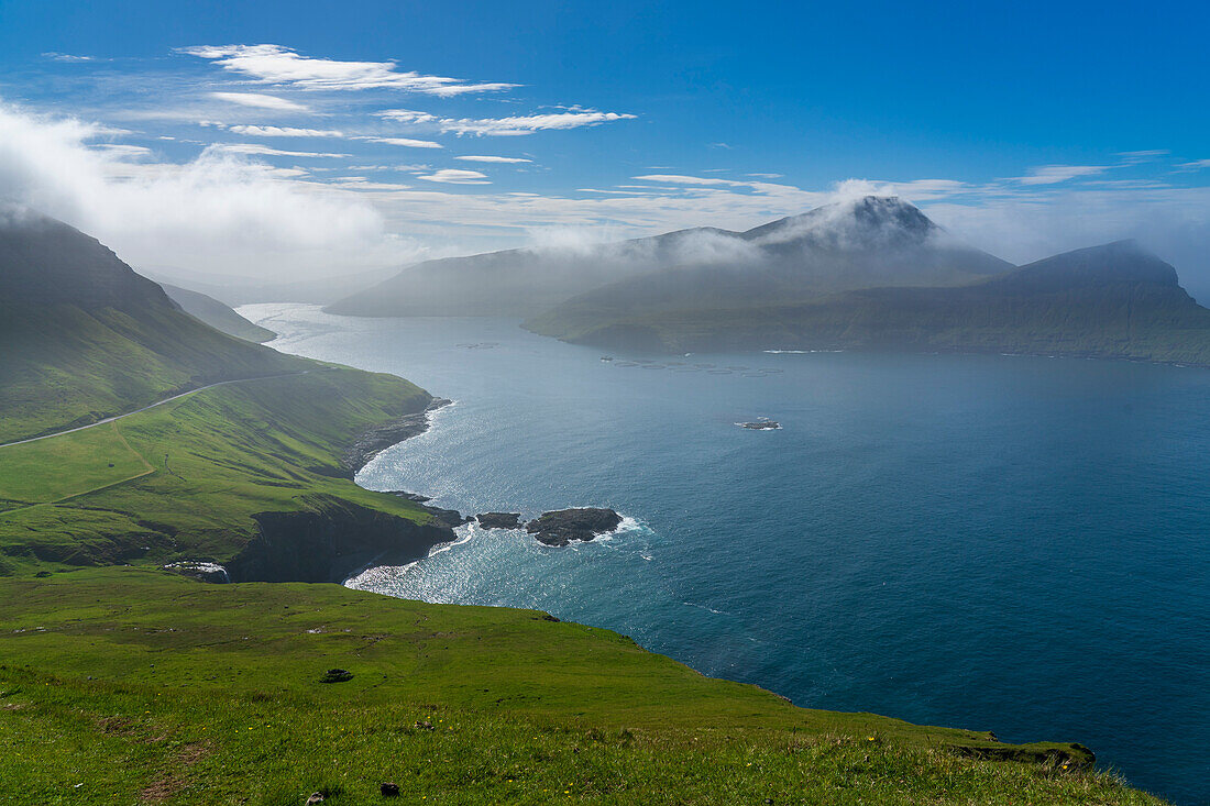 Sorvagsfjordur, Vagar Island, Faroe Islands, Denmark, Europe