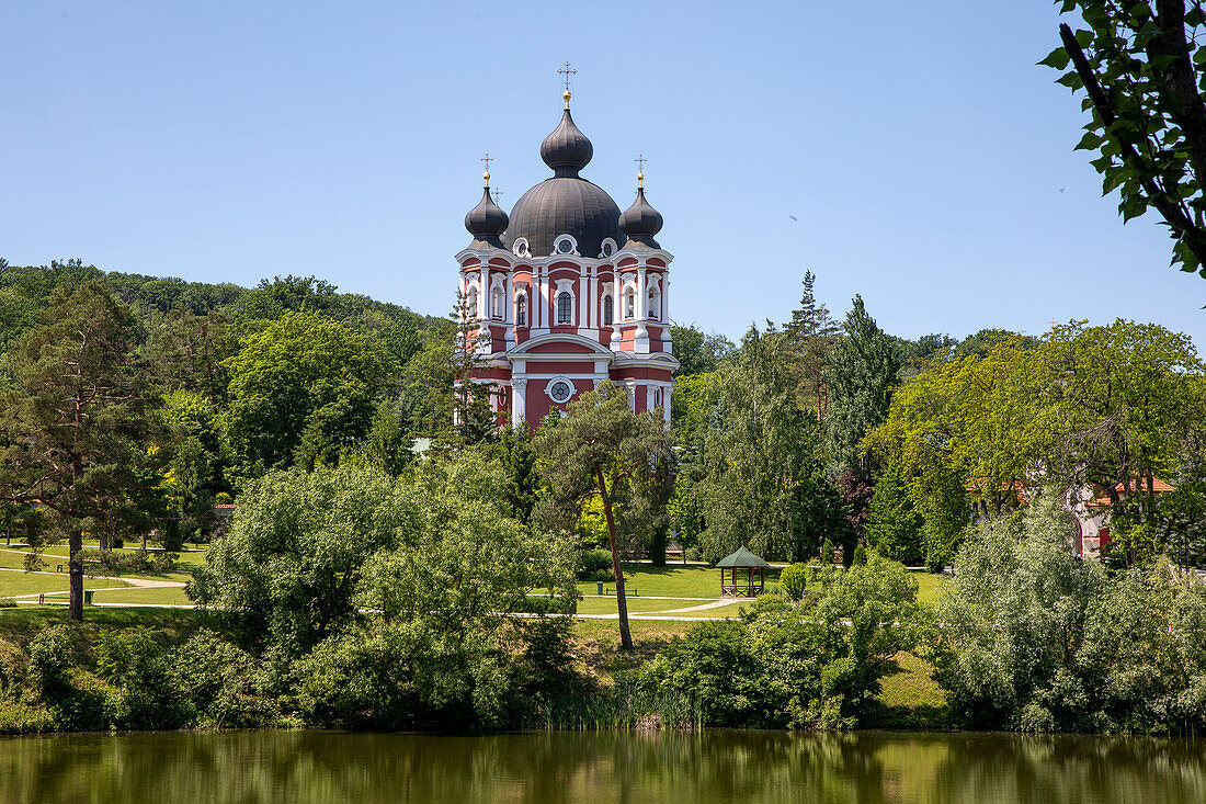 Curchi Monastery church and garden, Curchi, Moldova, Europe