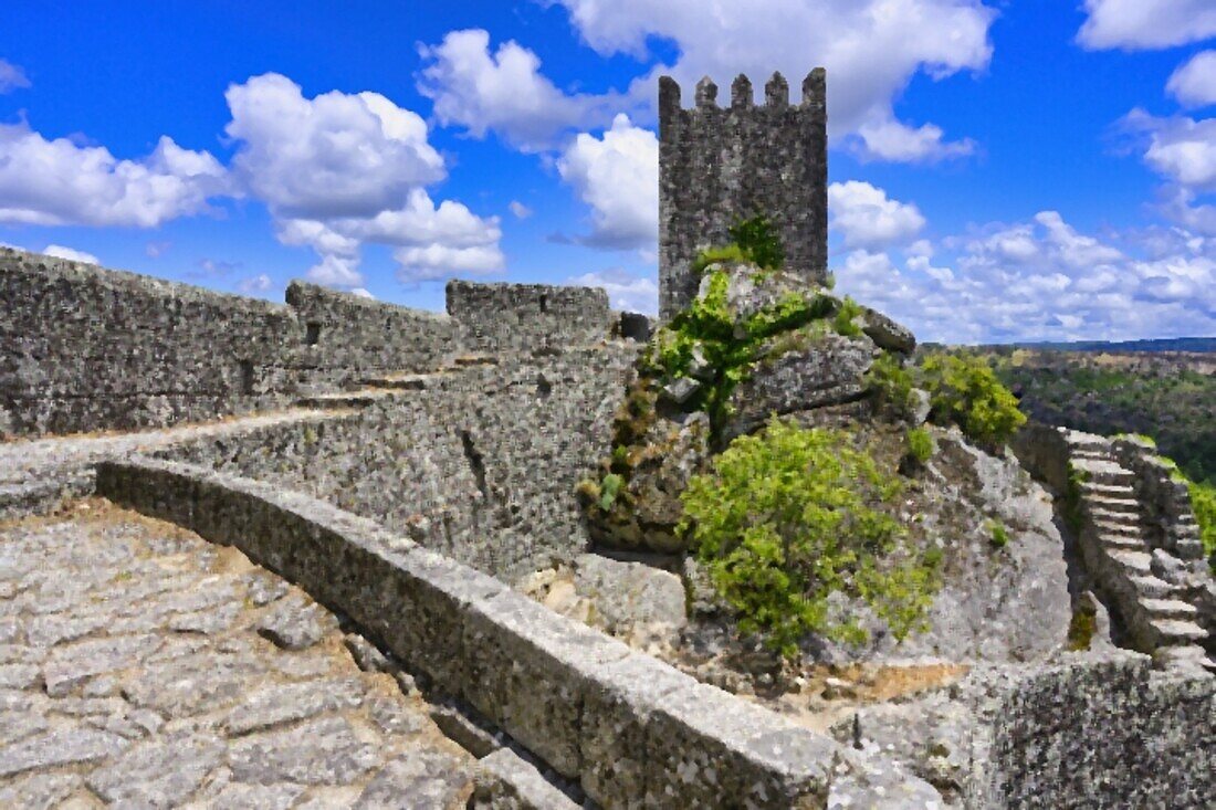 Schloss und Turm, Sortelha, Serra da Estrela, Beira Alta, Centro, Portugal, Europa