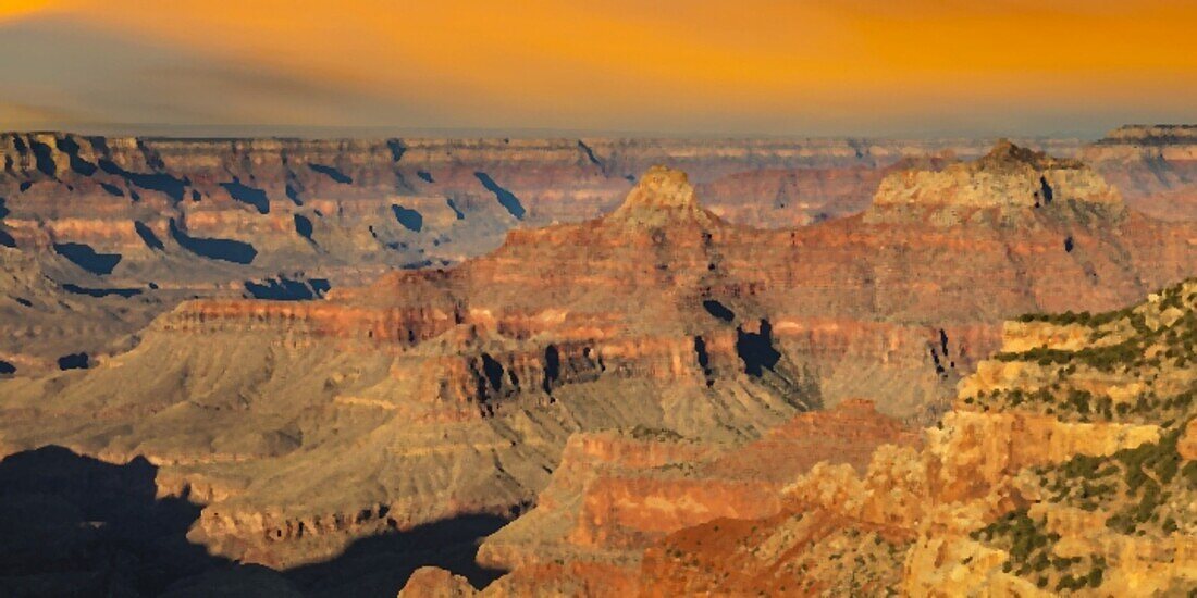 View from Cape Royal at sunrise, North Rim, Grand Canyon National Park, UNESCO World Heritage Site, Arizona, United States of America, North America