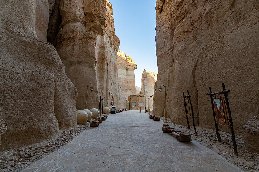 Eingang zum Berg Al Qarah, Oase Al Ahsa (Al Hasa), UNESCO-Weltkulturerbe, Hofuf, Königreich Saudi-Arabien, Naher Osten