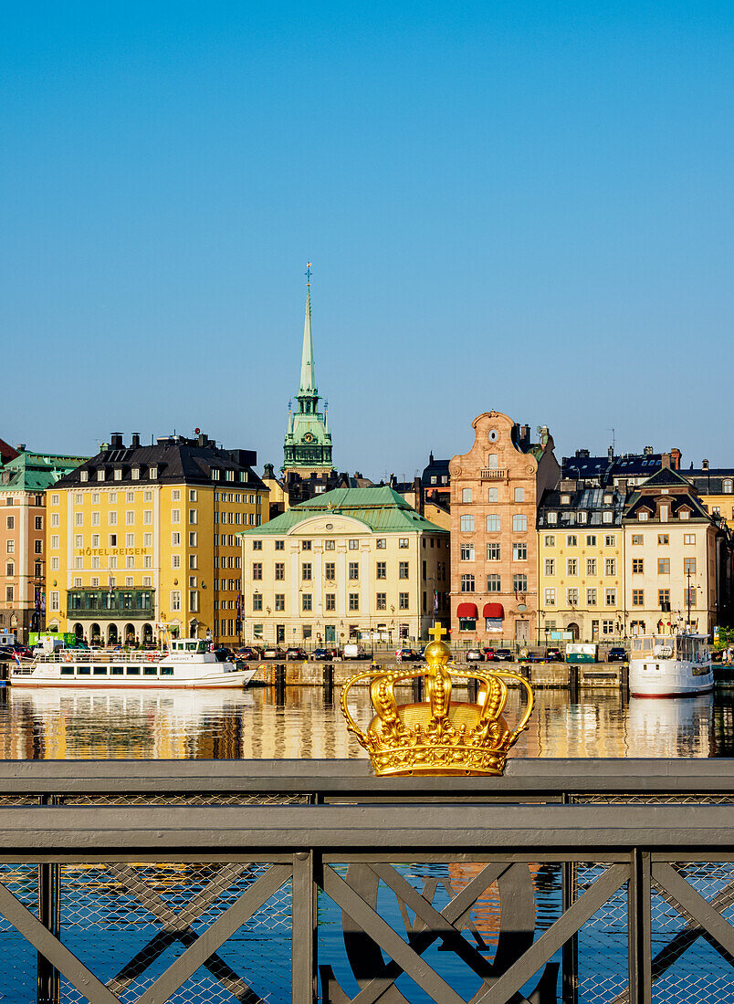Vergoldete Krone auf Skeppsholmsbron, Stockholm, Stockholms län, Schweden, Skandinavien, Europa