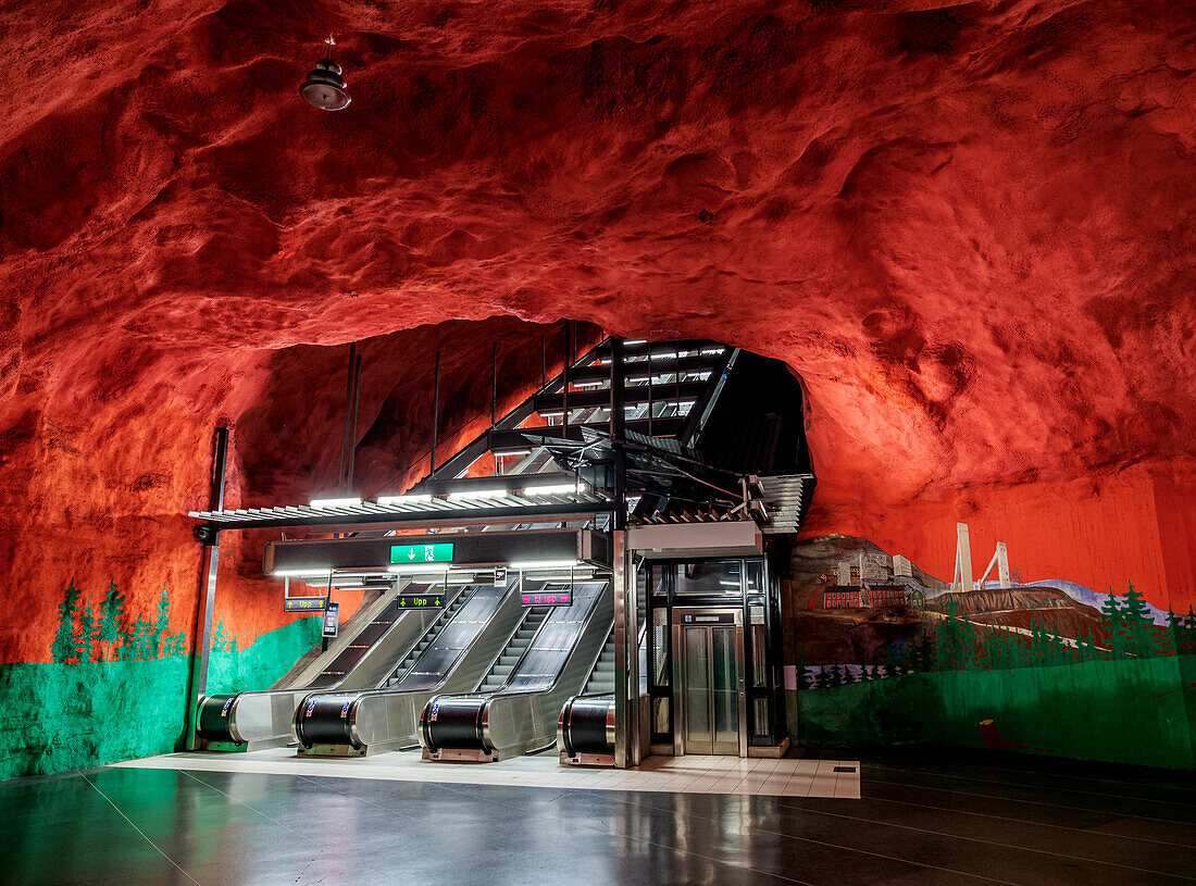 Solna Centrum Metro Station, Stockholm, Stockholm County, Sweden, Scandinavia, Europe