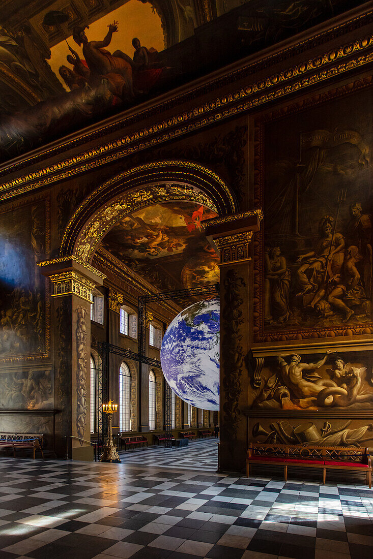 Painted Hall interior, Old Royal Naval College, UNESCO World Heritage Site, Greenwich, London, England, United Kingdom, Europe